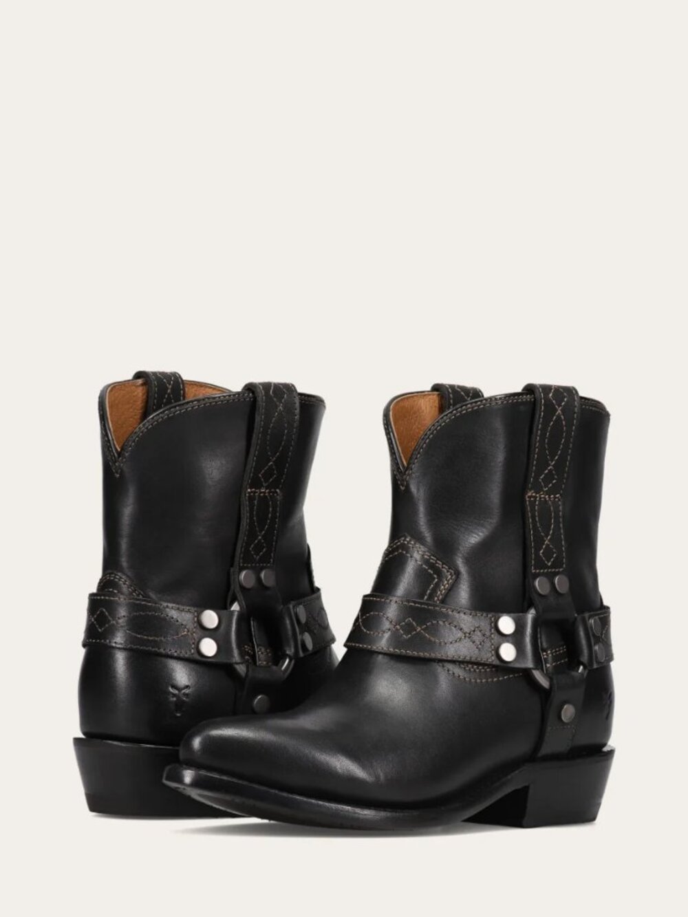 Frye Billy Short Harness Boots Black Leather 9B